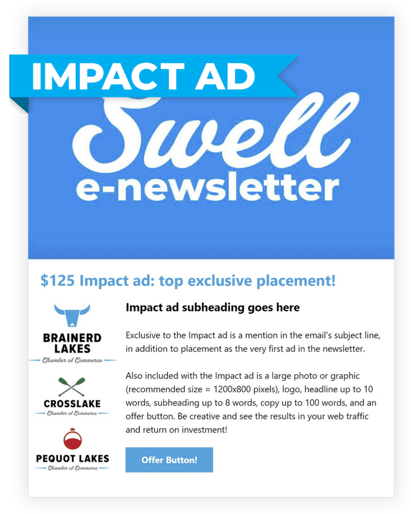 Swell Newsletter ad example for Impact Ad