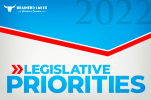 1200x800 graphic image of 2022 Legislative Priorities with blue and red tringle graphic in background