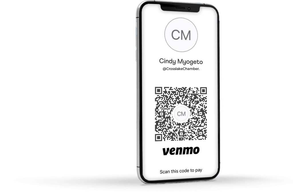 IPhone standing showing screen to donate with Venmo