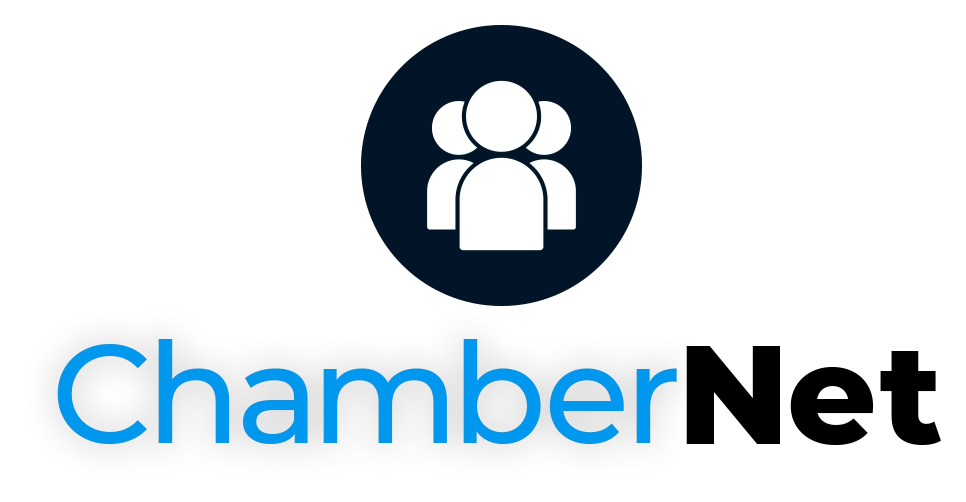 Black and Blue ChamberNet logo with a person icon at the top